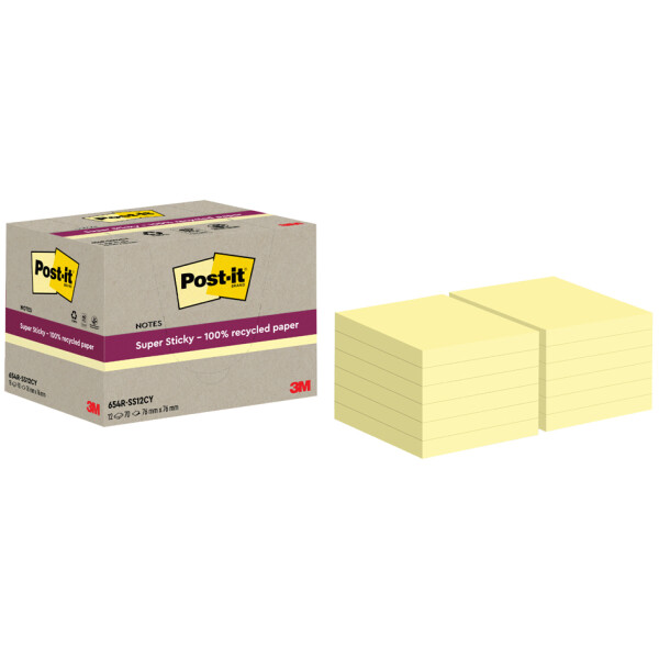 Post-it Haftnotizen super sticky Recycling notes, gelb