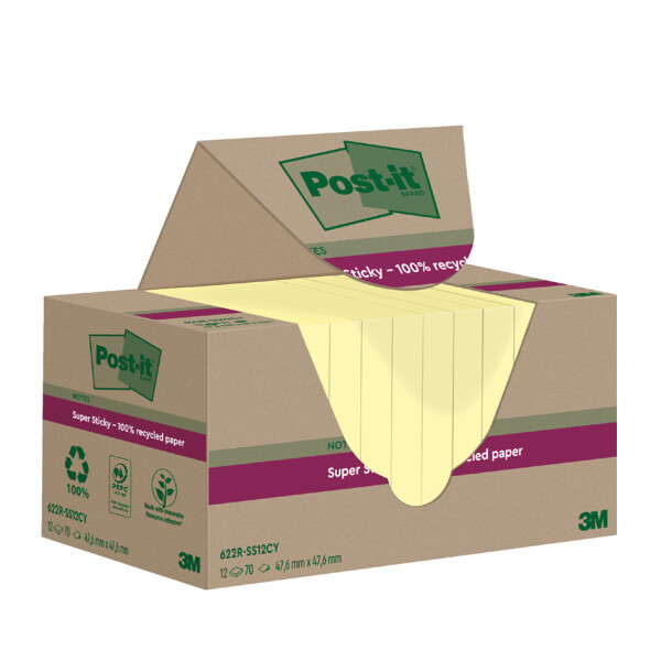 Post-it Haftnotizen super sticky Recycling notes, gelb