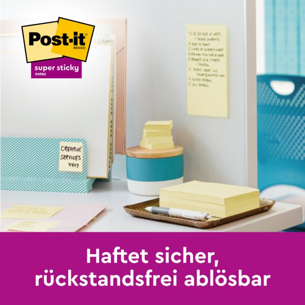 Post-it Haftnotizen super sticky z-notes, 76 x 76 mm, gelb