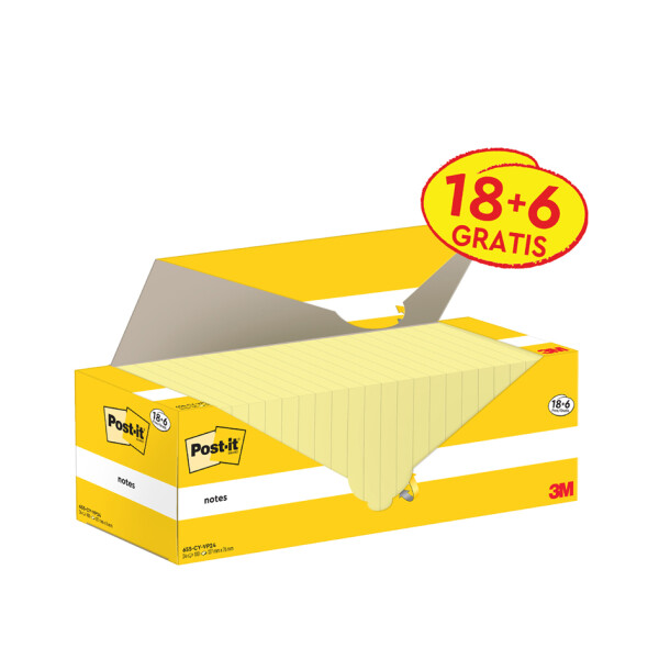 Post-it Haftnotizen notes, 51 x 38 mm, gelb, Promotion 8+4