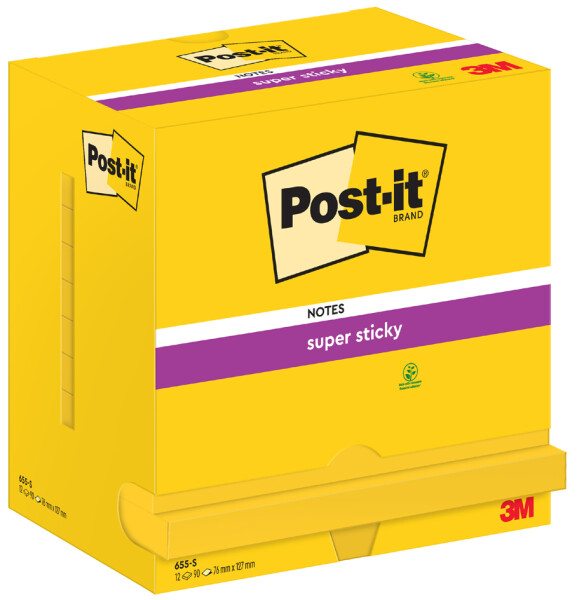 Post-it Super Sticky Notes Haftnotizen, 127 x 76 mm, gelb