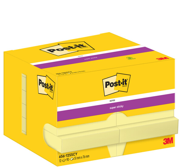 Post-it Super Sticky Notes Haftnotizen, 51 x 76 mm, gelb