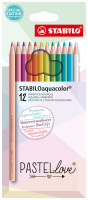 STABILO Aquarell-Buntstift aquacolor PASTELlove, 12er Etui