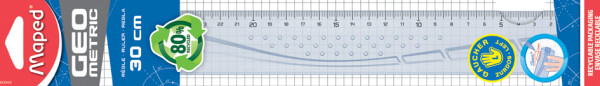Maped Flachlineal Geometric, 300 mm, für Linkshänder