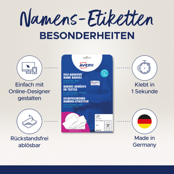 AVERY Zweckform Namensetiketten, 80 x 50 mm, weiß