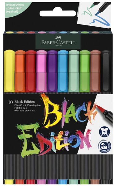 FABER-CASTELL Fasermaler Black Edition, 10er Etui