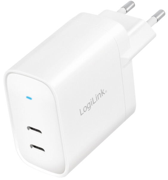 LogiLink USB-Steckdosenadapter, 2x USB-C, weiß, 65 Watt