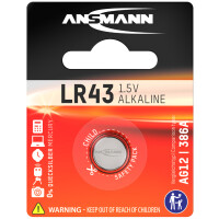ANSMANN Alkaline Knopfzelle LR43 LR1142 AG12, 1,5 Volt