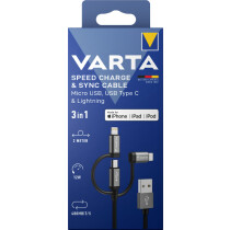 VARTA Ladekabel Speed Charge & Sync cable 3in1, 2 m