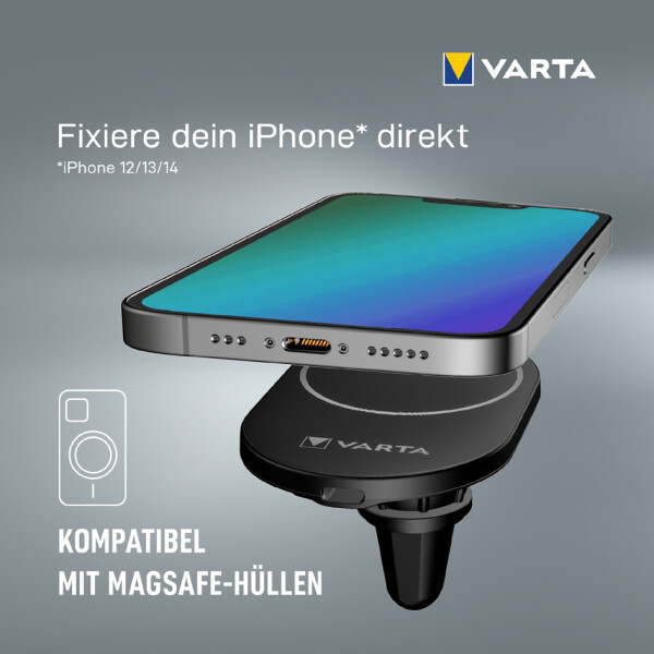 VARTA Ladegerät Mag Pro Wireless Car Charger, schwarz