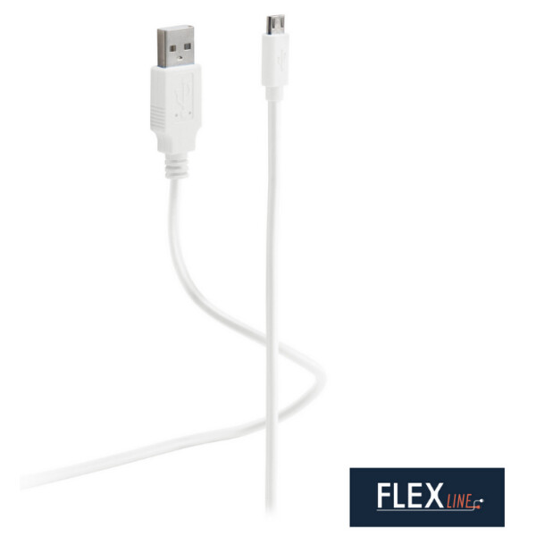 FLEXLINE Daten- & Ladekabel, USB-A - USB-B, weiß, 1,8 m