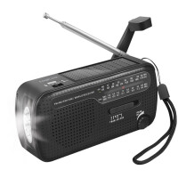 LogiLink Dynamo-Handkurbel-Radio, Solarpanel &...