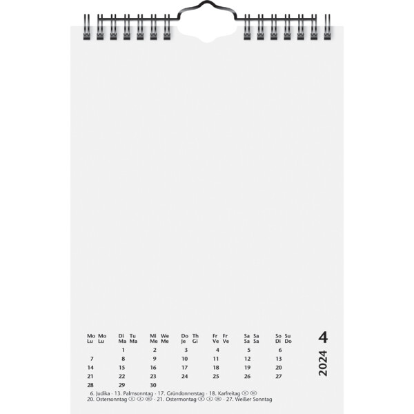 HEYDA Kreativ-Wandkalender 2024, DIN A5, weiß