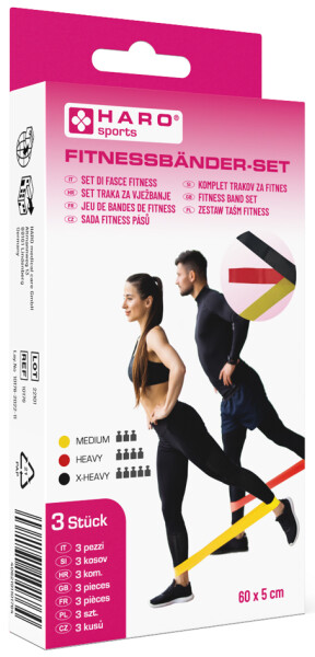 HARO Fitness-Bänder-Set, medium - stark, 3er-Set