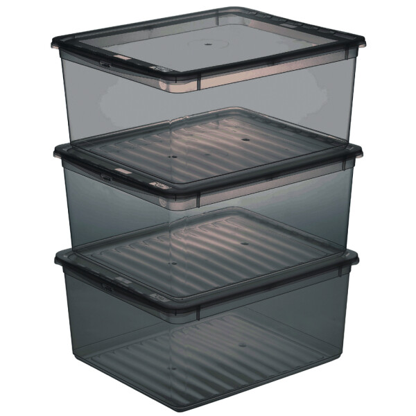 keeeper Aufbewahrungsboxen-Set "bea", 3x 18 L, crystal-grey