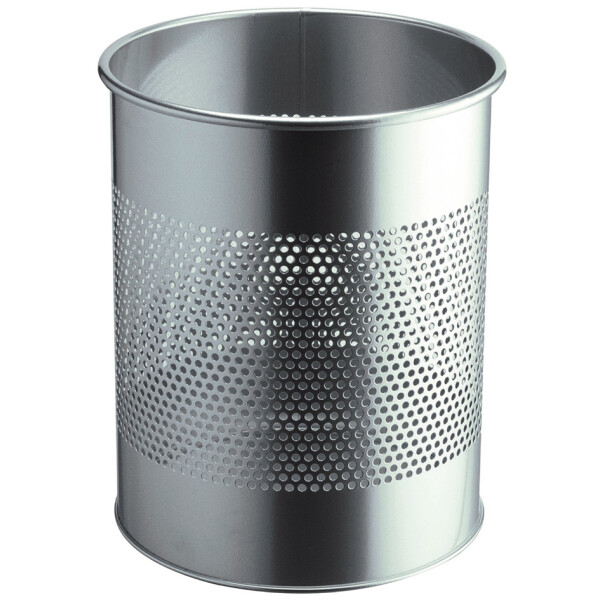 DURABLE Papierkorb METALL, rund, 15 Liter, metallic silber