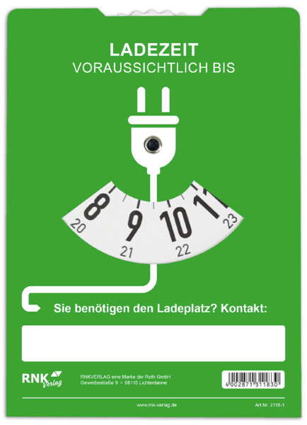 RNK Verlag Parkscheibe mit Ladescheibe, Karton, blau grün