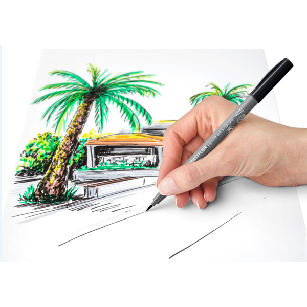 STAEDTLER Fasermaler pigment soft brush pen "Grey Colours"