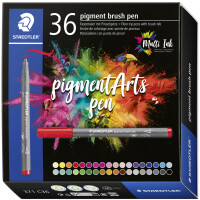 STAEDTLER Fasermaler pigment brush pen, 36er Kartonetui