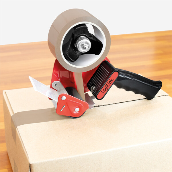 LogiLink Handabroller für Verpackungsklebeband, schwarz rot