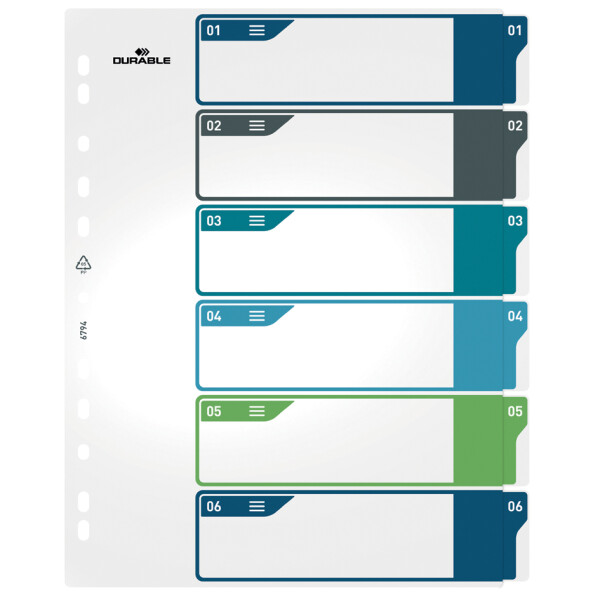 DURABLE Kunststoff-Register, Zahlen, A4+, 5-teilig, 1 - 5