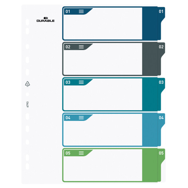 DURABLE Kunststoff-Register, Zahlen, A4+, 5-teilig, 1 - 5