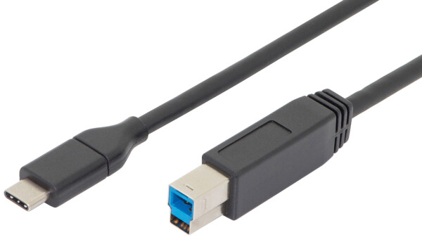 DIGITUS USB 3.0 Anschlusskabel, USB-C - USB-B Stecker, 1,0 m