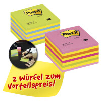 Post-it Haftnotiz-Würfel, 76 x 76 mm, Vorteilspack, sortiert