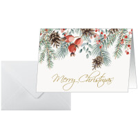 sigel Weihnachtskarte "Red berries and pine...