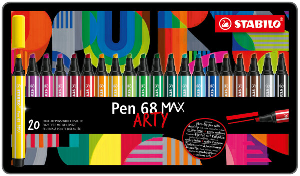 STABILO Fasermaler Pen 68 MAX, 20er Metalletui ARTY