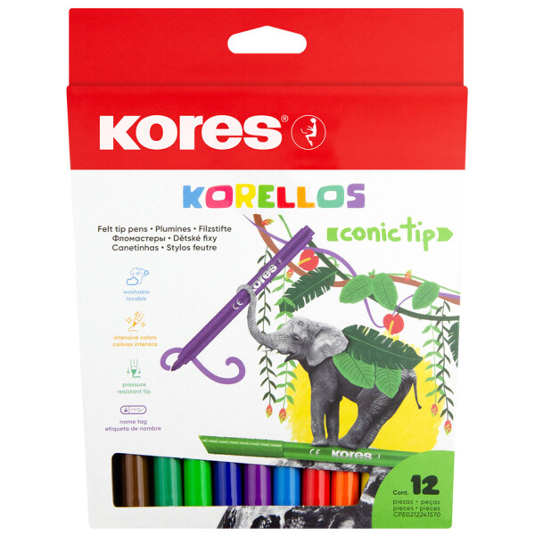 Kores Fasermaler "Korello", breit, 24er Karton-Etui