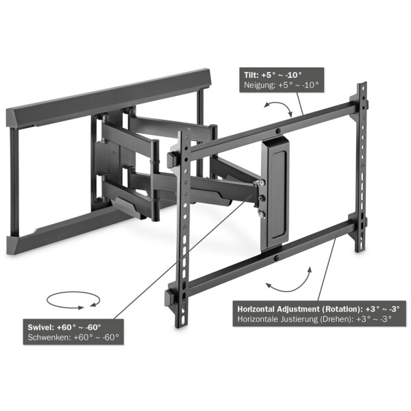 DIGITUS Full Motion TV-Wandhalterung, f&uuml;r 93,98 bis 203,2 cm