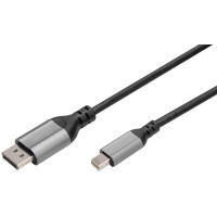 DIGITUS 8K 1.4 DisplayPort Adapterkabel, mini-DP - DP, 1,0 m
