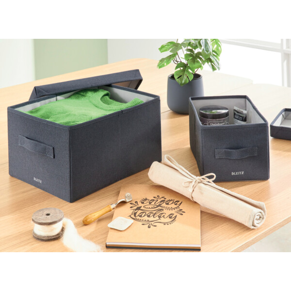 LEITZ Ablagebox aus Stoff, Größe L, 2er Set, samtgrau