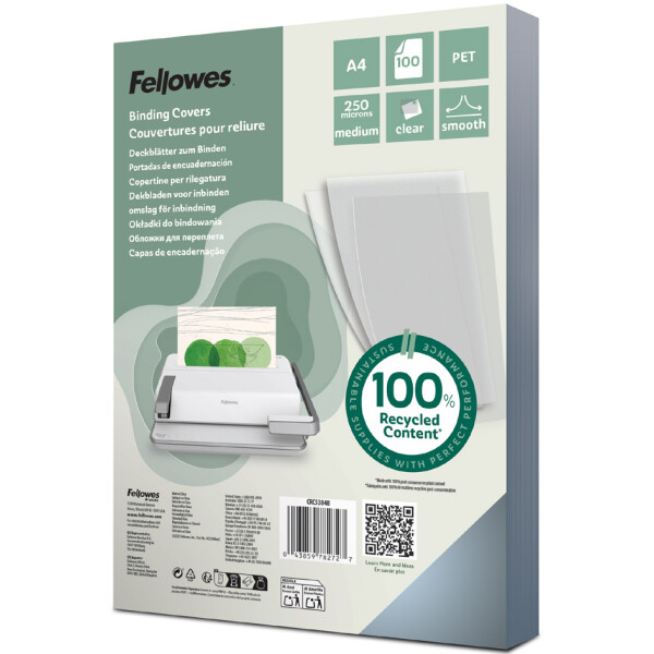 Fellowes Deckblatt, DIN A4, PET, transparent, 0,25 mm