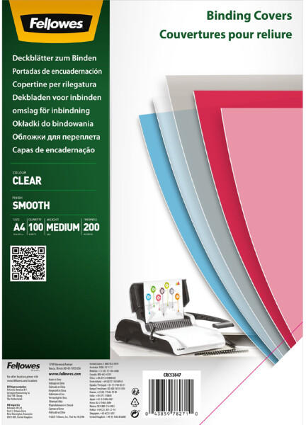 Fellowes Deckblatt, DIN A4, PET, transparent, 0,20 mm