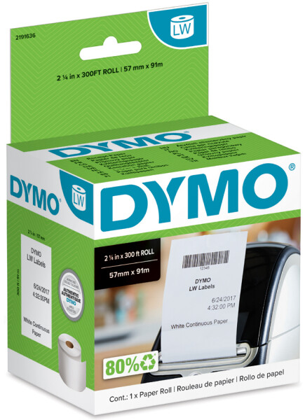 DYMO LabelWriter-Bonrolle, 57 mm x 91 m, weiß