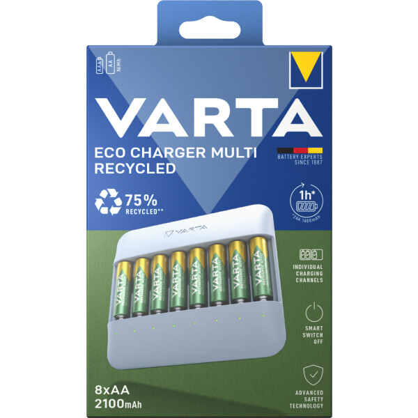 VARTA Ladegerät ECO Charger Multi Recycled, inkl. 8x AA