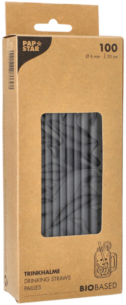 PAPSTAR Papier-Trinkhalm "pure", 200 mm, schwarz