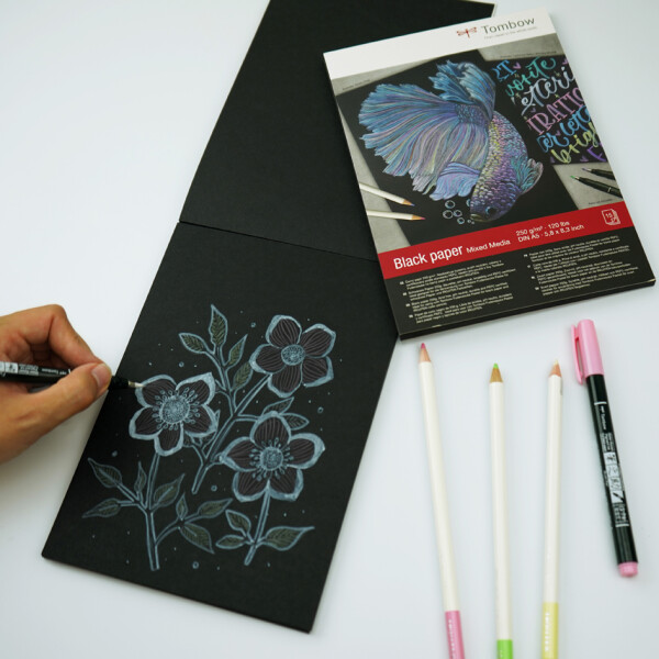 Tombow Zeichenblock "Black Paper", DIN A5, blanko, 250 g qm