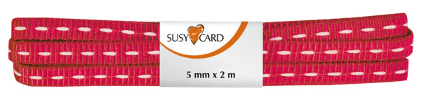 SUSY CARD Geschenkband "Stichband", 15 mm x 2 m, rot