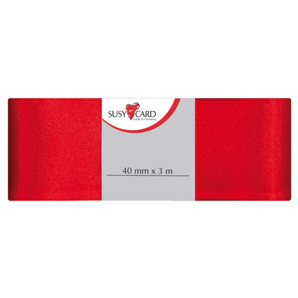 SUSY CARD Geschenkband "Doppelsatin", 40 mm x 3 m, rot