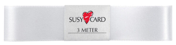 SUSY CARD Geschenkband "Doppelsatin", 25 mm x 3 m, weiß