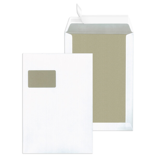 MAILmedia Papprückwandtaschen C4, mit Fenster, weiß