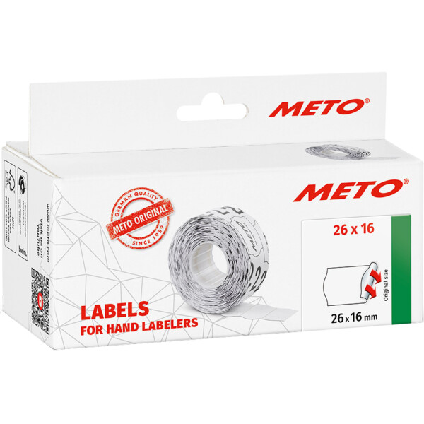 METO Etiketten f&uuml;r Preisauszeichner, 26 x 12 mm, wei&szlig;