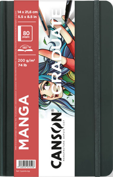 CANSON Skizzenbuch GRADUATE Manga, 140 x 216 mm, schwarz