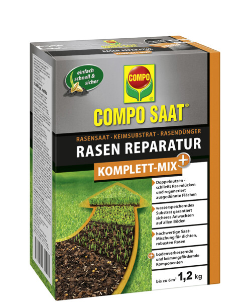 COMPO SAAT Rasen-Reparatur Komplett Mix+, 1,2 kg für 6 qm