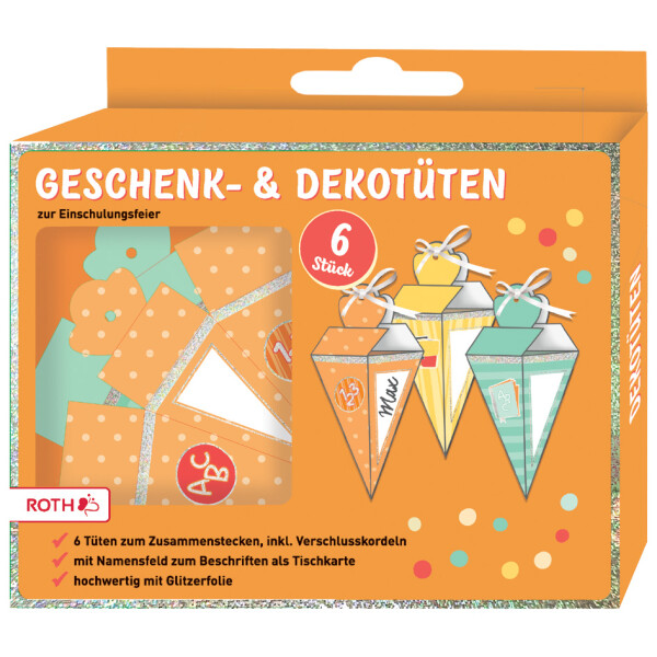 ROTH Einladungskarten-Set "Einschulung" mit Glitzereffekt