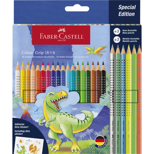 FABER-CASTELL Dreikant-Buntstifte Colour GRIP Dino, 10+3