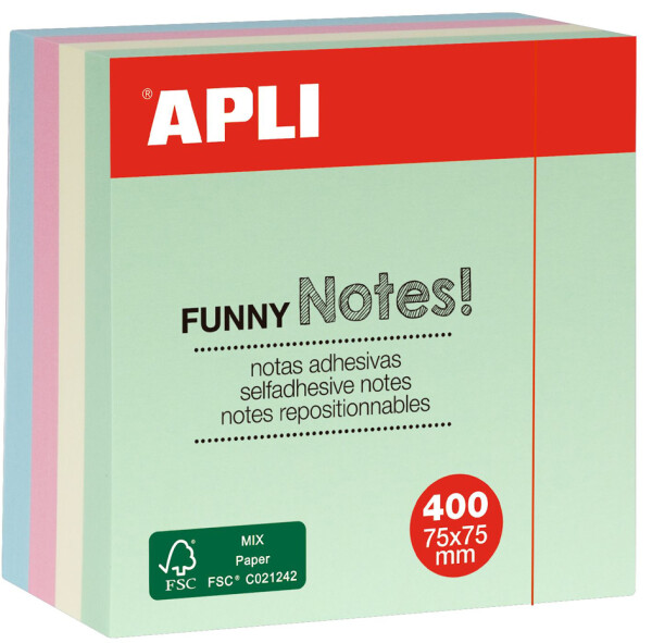 APLI Haftnotiz-Würfel "FUNNY Notes!", 75 x 75 mm, sortiert